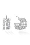 Lana 14k Gold Triple Row Baguette Diamond Hoop Earrings In Metallic