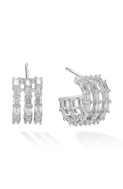 Lana 14k Gold Triple Row Baguette Diamond Hoop Earrings In Metallic