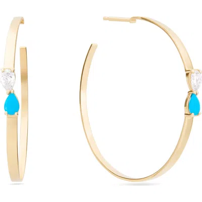 Lana 14k Gold Turquoise & Diamond Hoop Earrings