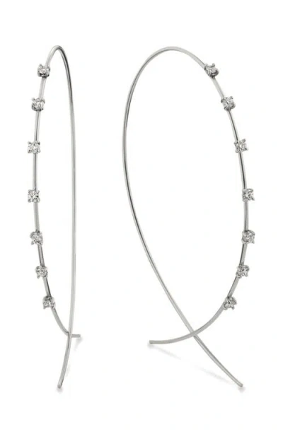Lana 14k Gold Upside Down Diamond Hoop Earrings In Silver