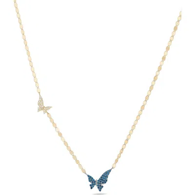 Lana 14k Gold White & Blue Diamond Pendant Necklace