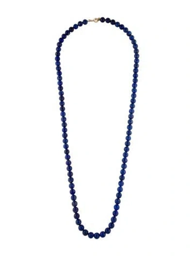 Pre-owned Lana 14k Lapis Lazuli Bead Strand Necklace, 32.5" In Blue