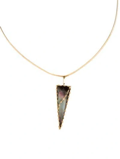Pre-owned Lana 14k Mistiq Mother Of Pearl & Quartz Choker Necklace, 16" In Multicolor