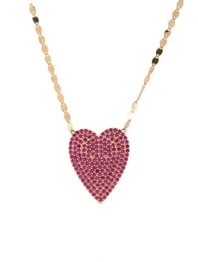 Pre-owned Lana 14k Pink Sapphire Heart Pendant Necklace, 18" In Multicolor