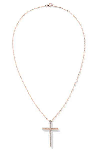 Lana 14k Rose Gold Diamond Cross Pendant Necklace