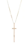 Lana 14k Rose Gold Diamond Elongated Cross Pendant Necklace In Gold