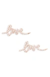 Lana 14k Rose Gold Diamond Love Stud Earrings In Metallic