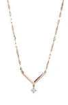 Lana 14k Rose Gold Diamond V-bar Pendant Necklace In Gold