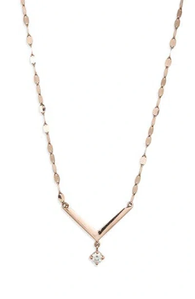 Lana 14k Rose Gold Diamond V-bar Pendant Necklace