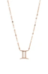 Lana 14k Rose Gold Diamond Zodiac Gemini Pendant Necklace In Gold