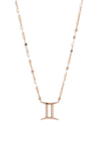 Lana 14k Rose Gold Diamond Zodiac Gemini Pendant Necklace