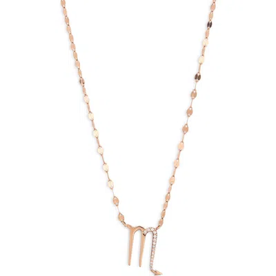 Lana 14k Rose Gold Diamond Zodiac Scorpio Pendant Necklace