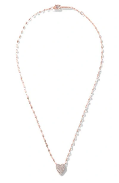 Lana 14k Rose Gold Pavé Diamond Heart Pendant Necklace