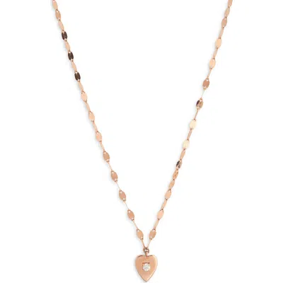 Lana 14k Rose Gold Solo Mini Diamond Heart Pendant Necklace