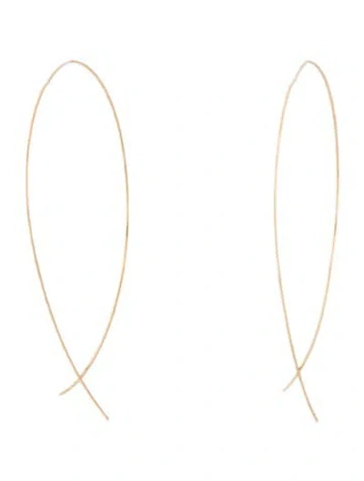 Pre-owned Lana 14k Small Thread Through Upside Down Hoop Earrings In Clear