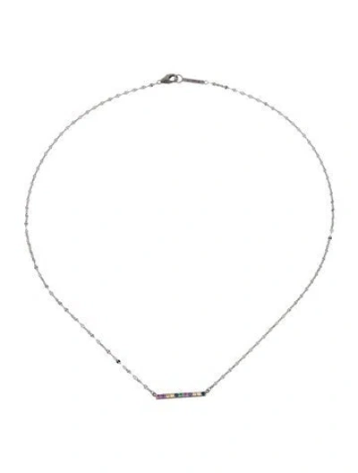 Pre-owned Lana 14k Tsavorite, Amethyst & Sapphire Bar Pendant Necklace, 17" In Multi