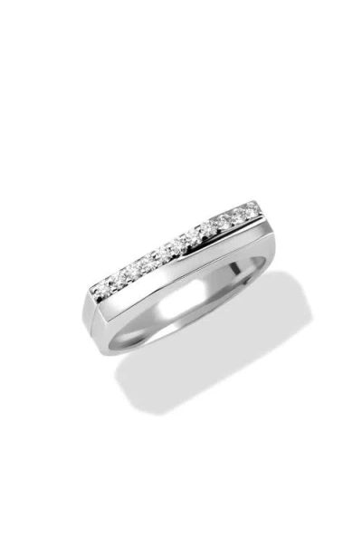 Lana 14k White Gold Diamond Geometric Double Band Ring In Metallic
