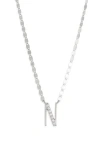 Lana 14k White Gold Diamond Initial Pendant Necklace In Metallic