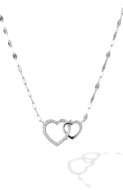 Lana 14k White Gold Interlocking Heart Pendant Necklace