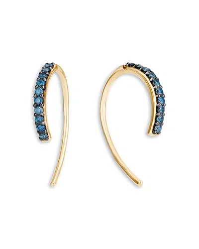 Lana 14k Yellow Gold Blue Diamond Hook Threader Earrings, 0.10 Tcw