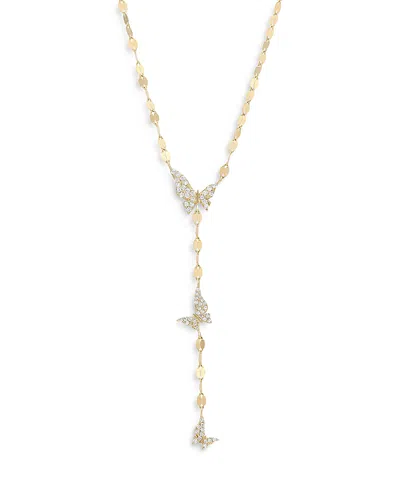Lana 14k Yellow Gold Diamond Butterfly Lariat Necklace, 18