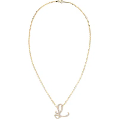 Lana 14k Yellow Gold Diamond E Initial Pendant Necklace
