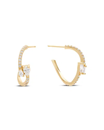Lana 14k Yellow Gold Diamond Pear & Round Bypass Hoop Earrings
