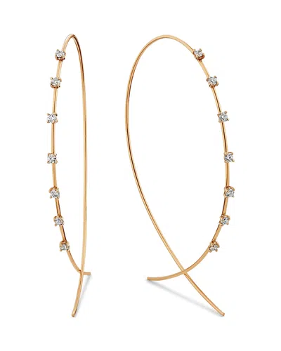 Lana 14k Yellow Gold Diamond Threader Bypass Hoop Earrings