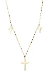 Lana 14k Yellow Gold Triple Cross Charm Necklace In Gold