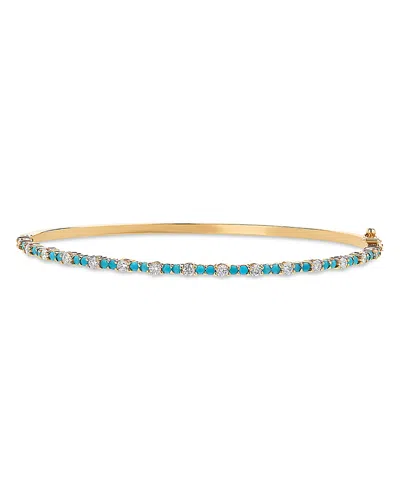 Lana 14k Yellow Gold Turquoise & Diamond Bangle Bracelet