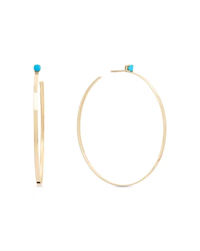 Lana 14k Yellow Gold Turquoise Bead Flat Wire Large Hoop Earrings