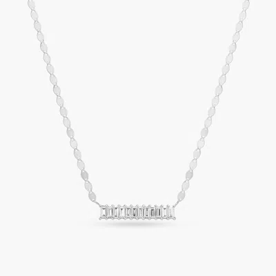 Lana Baguette Diamond Bar Pendant Necklace In Silver