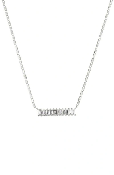 Lana Baguette Diamond Bar Pendant Necklace In White Gold