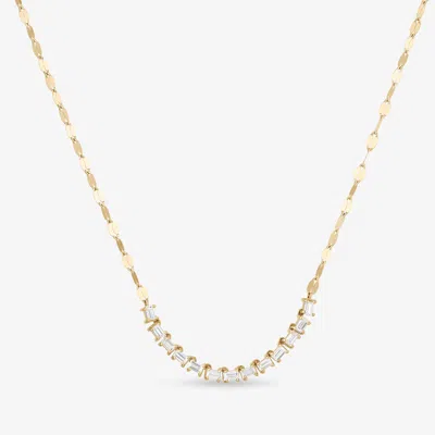 Lana Baguette Diamond Tennis Section Necklace 14k In Transparent