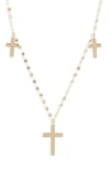 Lana Bond Triple Cross Charm Necklace In Gold