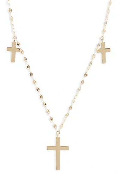 Lana Bond Triple Cross Charm Necklace In Gold