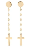 Lana Cross Linear Drop Earrings In Gold