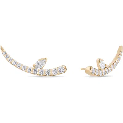 Lana Curved Diamond Stud Earrings In Yellow