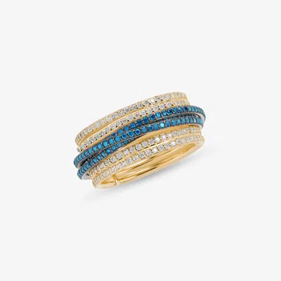 Lana Denim Blue & White Diamond Kinetic Ring 14k In Gold