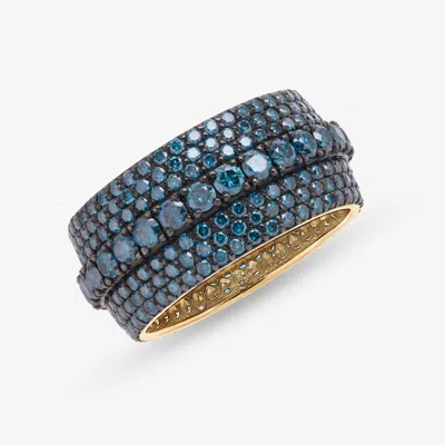 Lana Denim Blue Diamond Curved Cigar Ring 14k