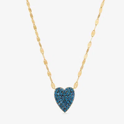 Lana Denim Blue Diamond Heart Necklace 14k In Gold
