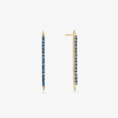Lana Denim Blue Diamond Linear Tennis Earrings 14k In Multi