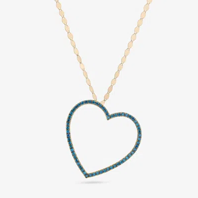 Lana Denim Blue Diamond Open Heart Necklace 14k