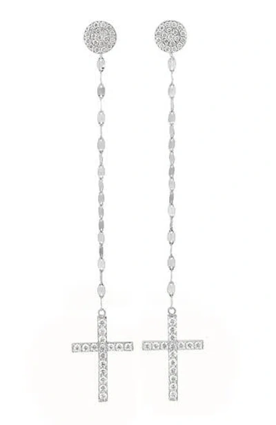 Lana Diamond Crossary Linear Drop Earrings In White Gold/diamond
