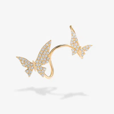 Lana Diamond Double Butterfly Ear Crawler 14k In Gold