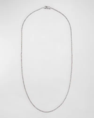 Lana Diamond Skinny Tennis Necklace In Metallic
