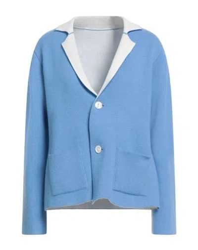 Lana D'oro Woman Blazer Sky Blue Size 8 Cashmere