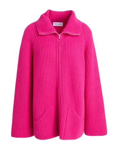 Lana D'oro Woman Cardigan Fuchsia Size L Cashmere In Pink