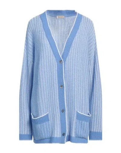 Lana D'oro Woman Cardigan Pastel Blue Size Xxl Cashmere
