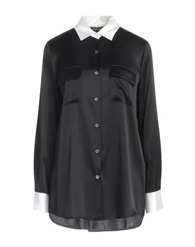 Lana D'oro Woman Shirt Black Size 14 Silk, Elastane